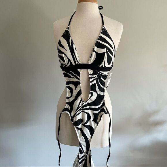 NWT Y2K Zebra Swirl Sexy Rampage One Piece Bikini - Picture 4 of 9